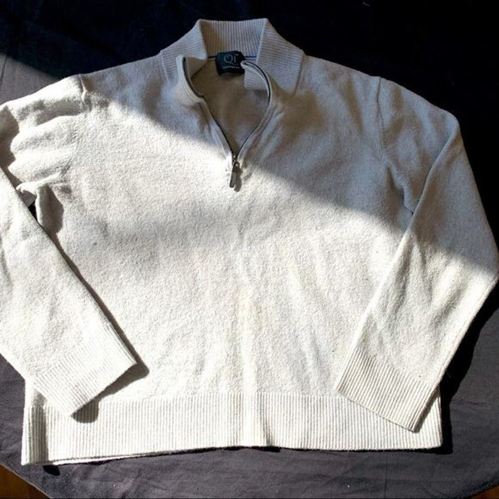 gray quarter zip cashmere sweater S